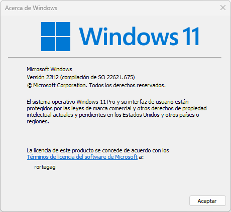 Mostrando versión de Windows con winver