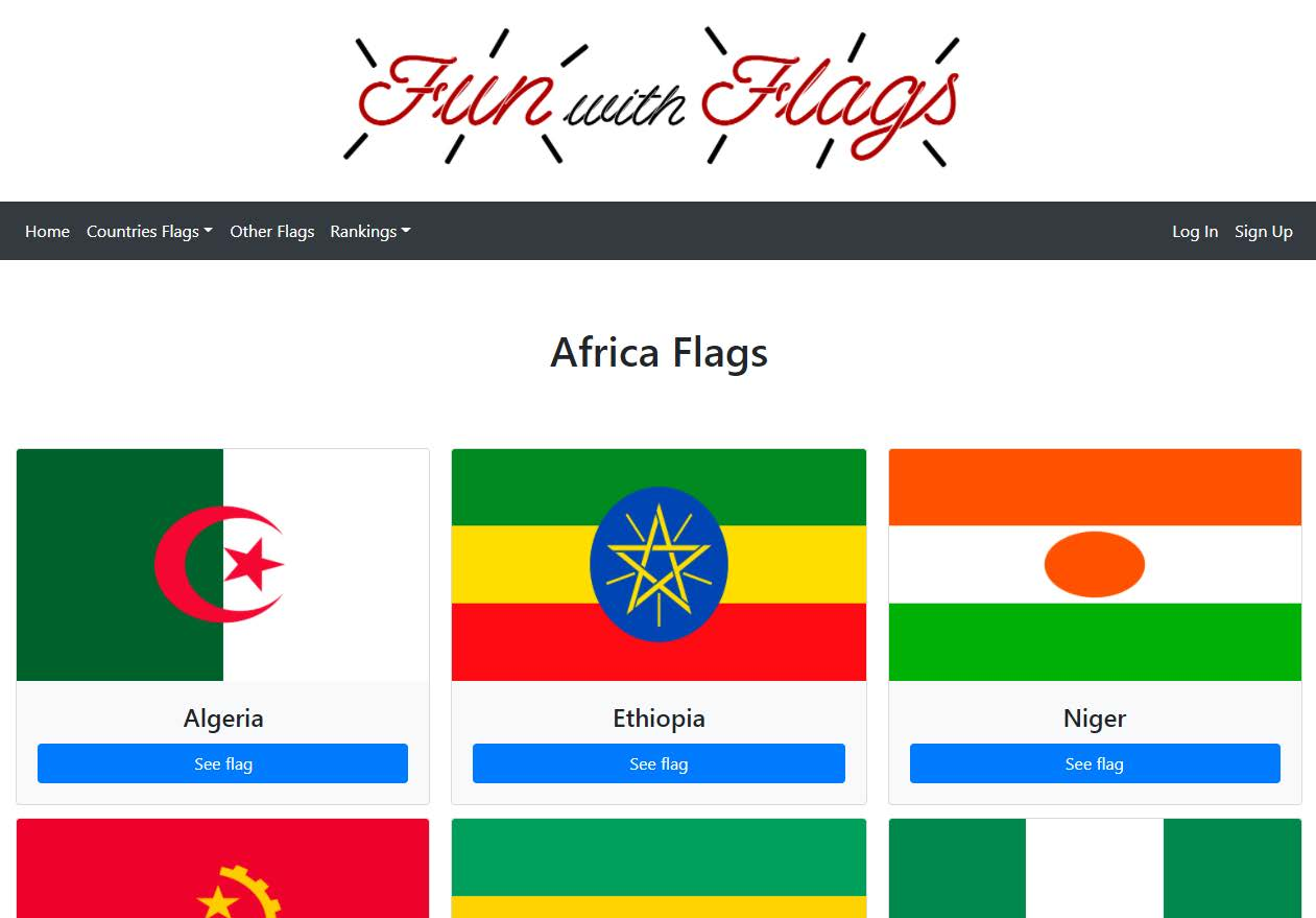 Página de las banderas de África