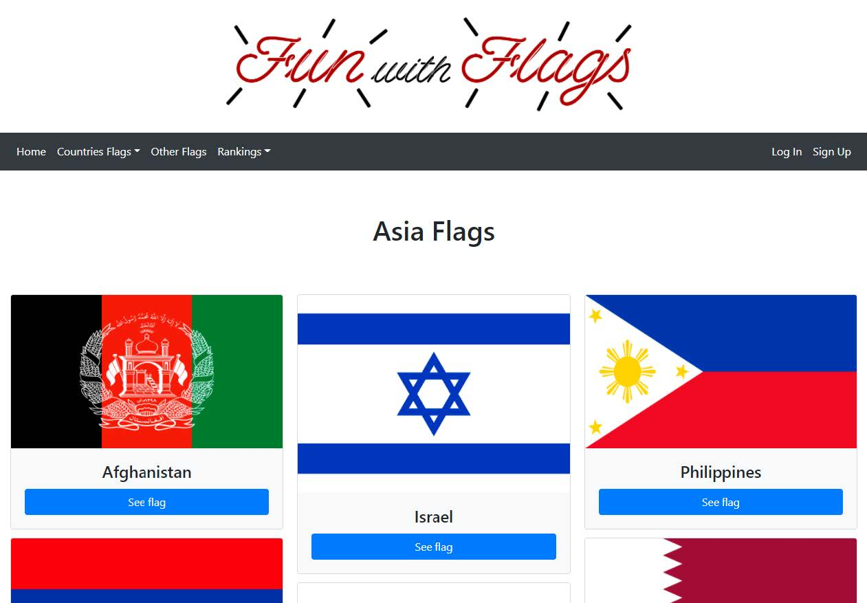 Página de las banderas de Asia