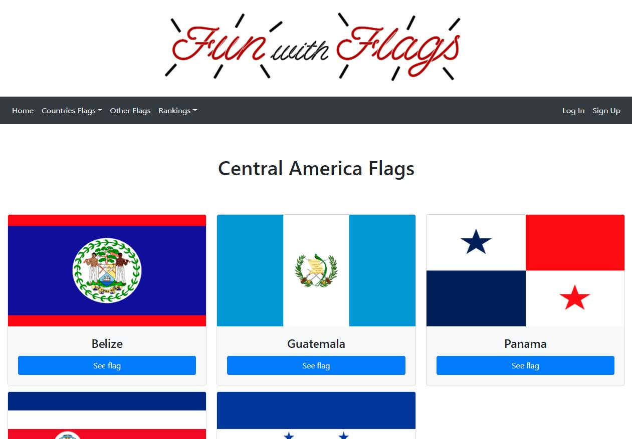 Página de las banderas de América central
