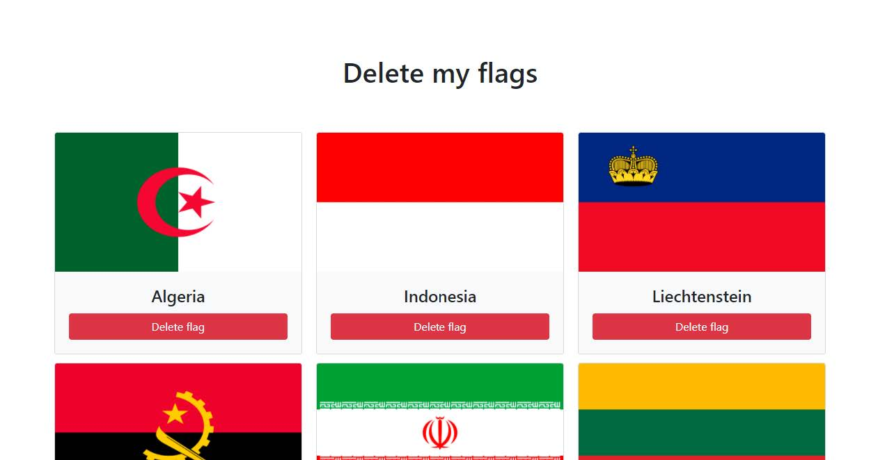 Página de borrar banderas