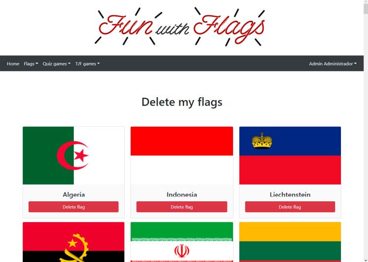 Página de borrar banderas