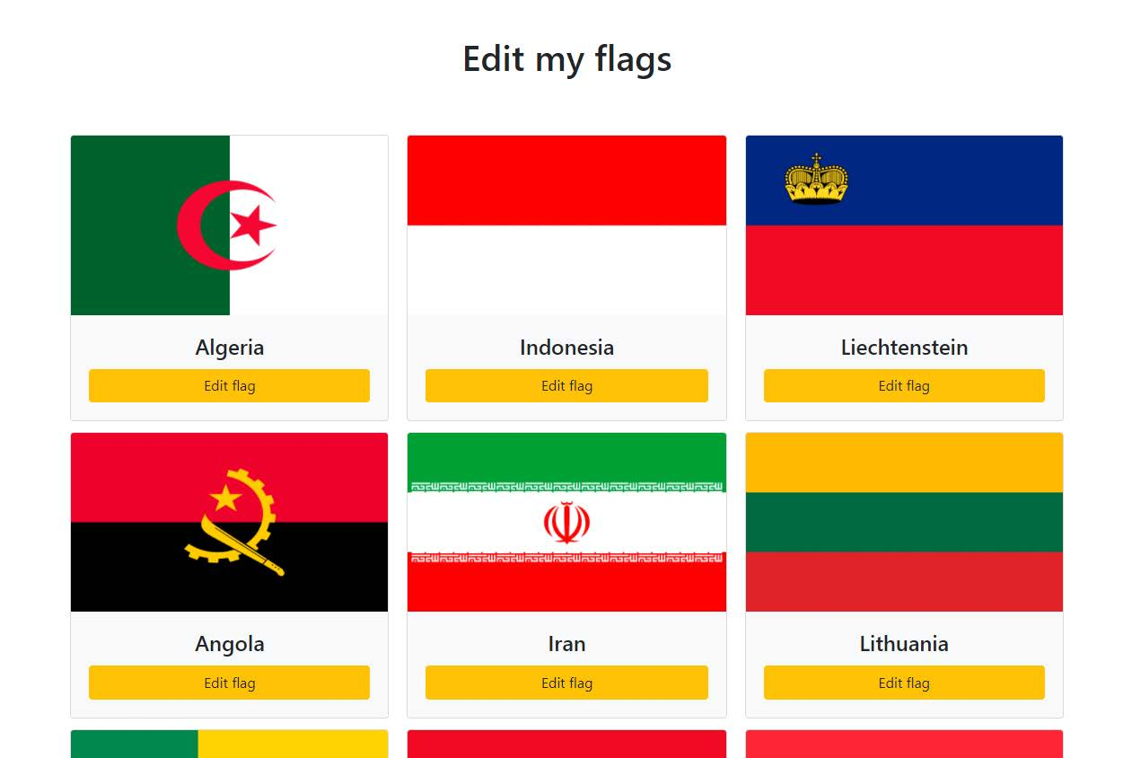 Página de editar banderas