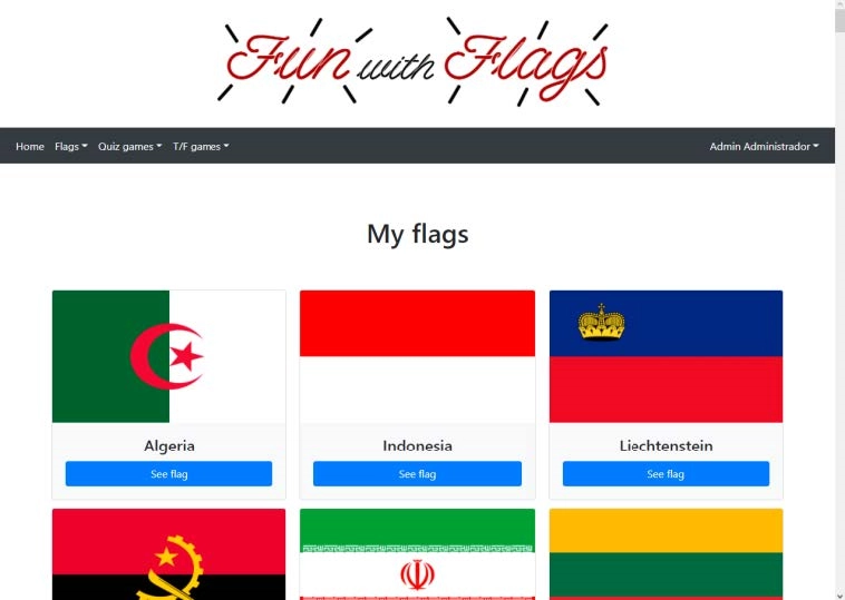 Página de ver banderas del usuario