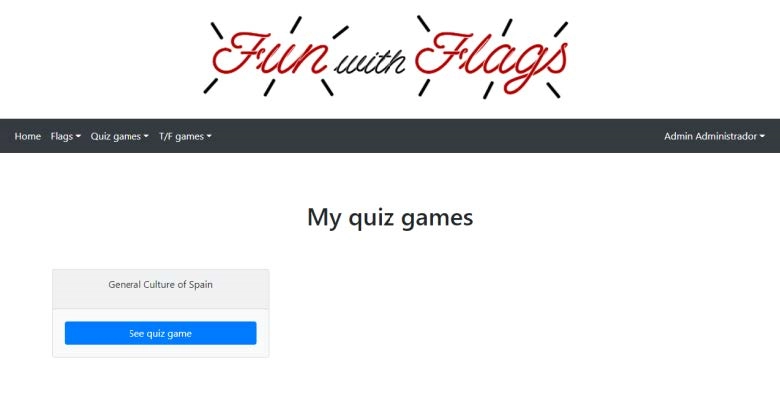 Página de visualización de juegos quiz del usuario